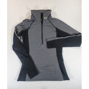 Under Armour Cozy Jacket Pullover‎ Womens Medium ColdGear 1/2 Zip Gray Striped